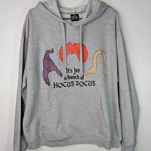 Disney's Hocus Pocus Womens Gray Sanderson Sisters Witch Hoodie Sweatshirt 2XL